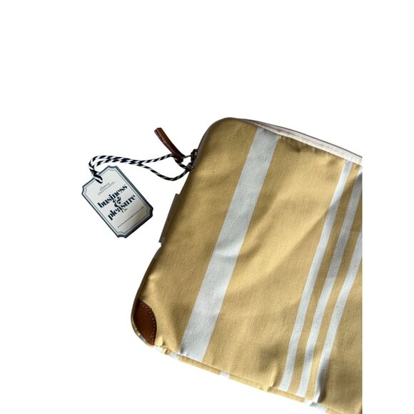 BUSINESS & PLEASURE Yellow Striped Padded Laptop Sleeve Case NEW NWT - Picture 4 of 6